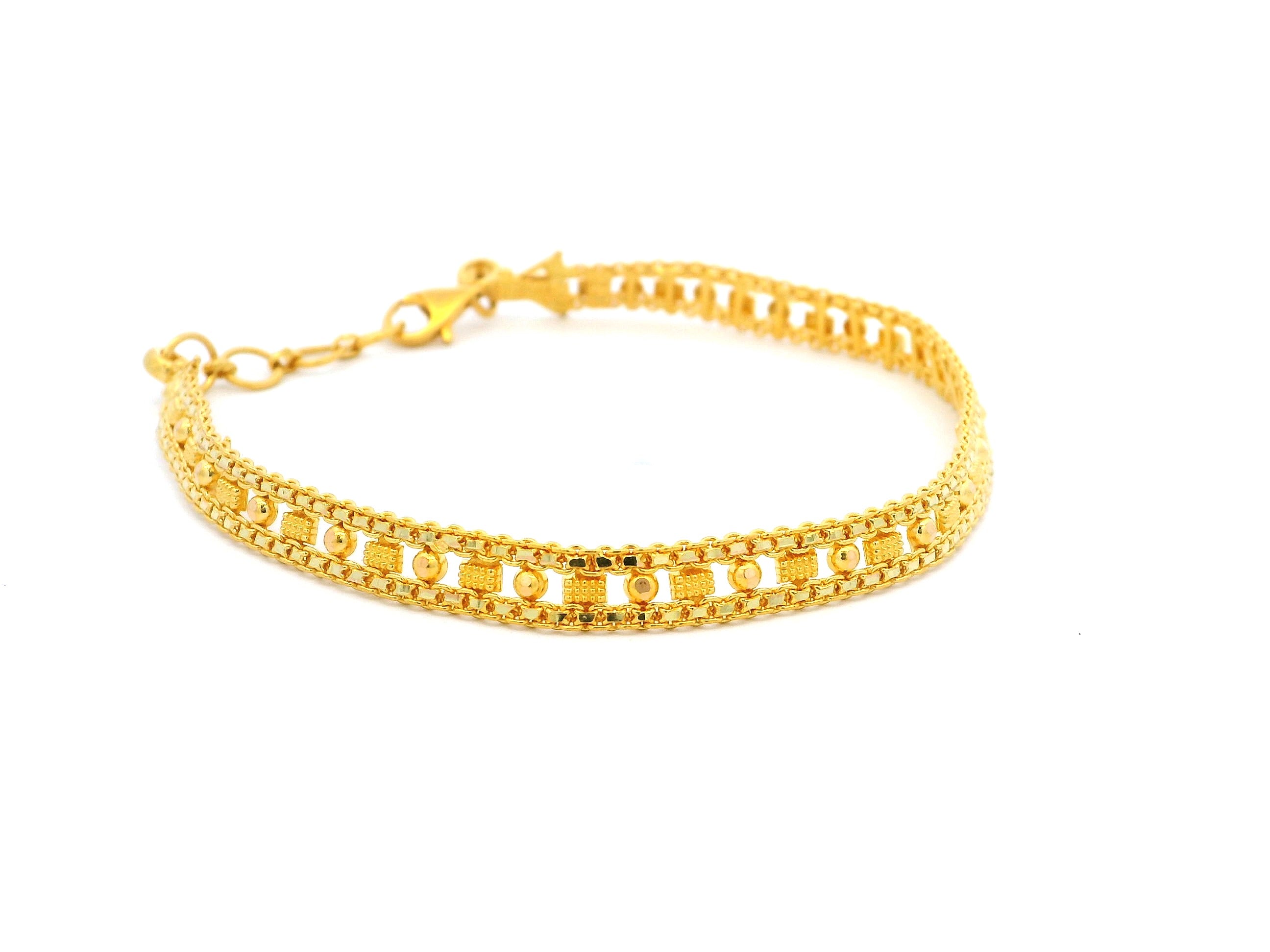 22ct Yellow Gold Flat Bracelet with Intricate Filigree Work Design – E