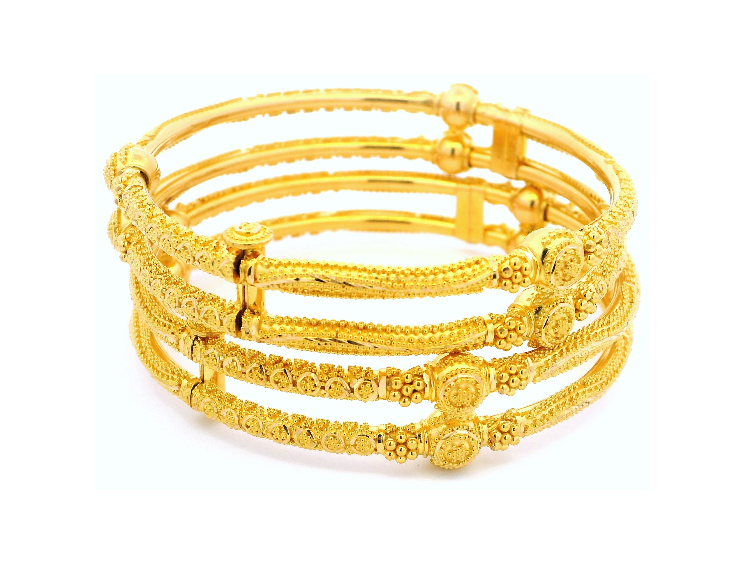 22ct Gold Bangles: Intricate Filigree Design - Main Image