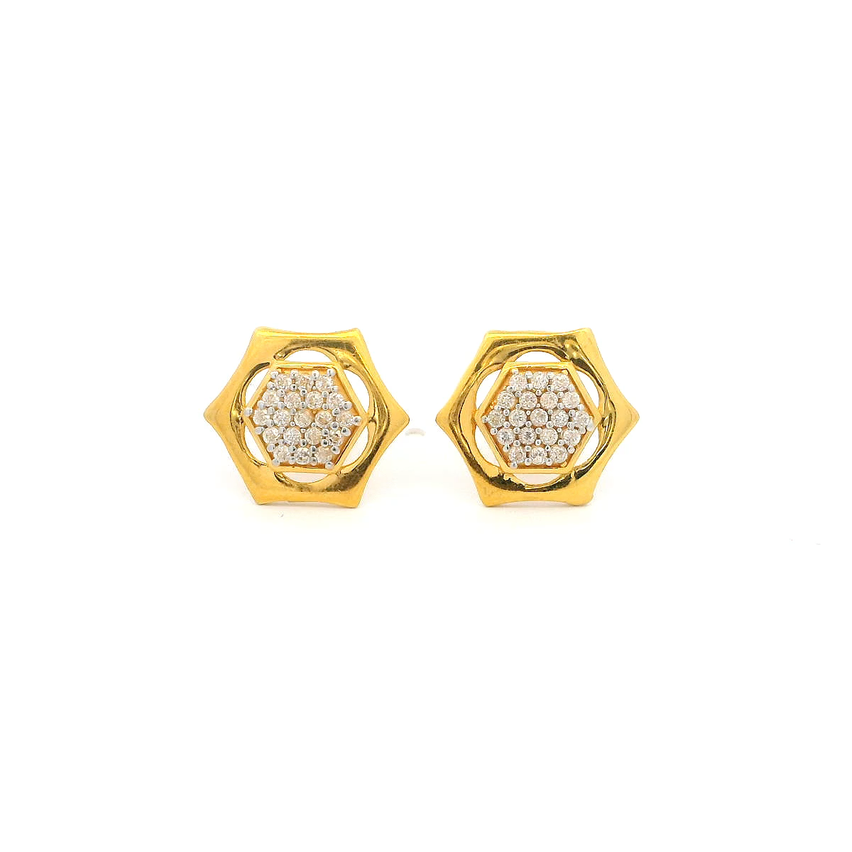 Sparkling Elegance Stud Earrings 22ct Gold Earrings: Sparkling