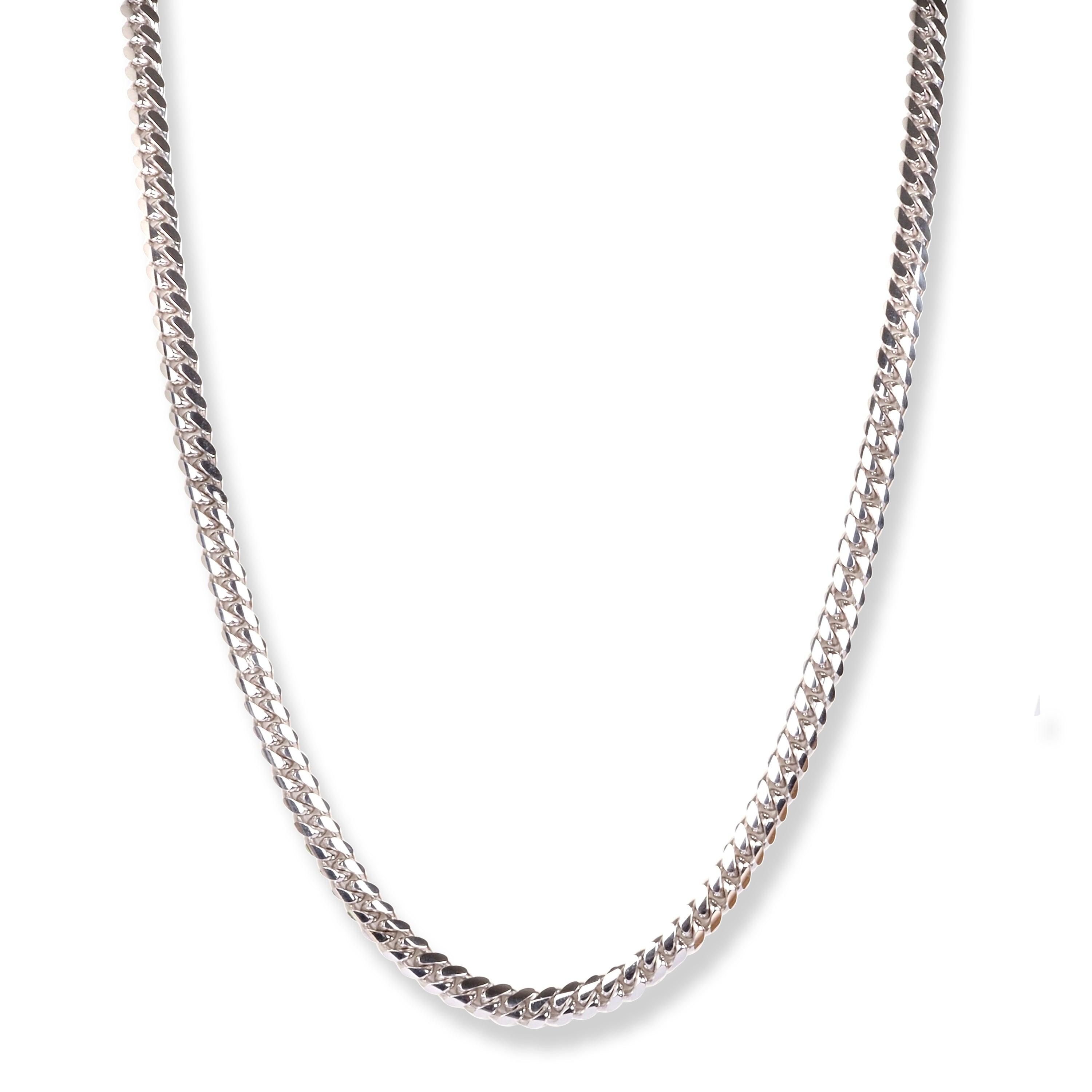 18ct White gold Cuban Link Chain with Open Box Clasp C-3898 - Minar Jewellers