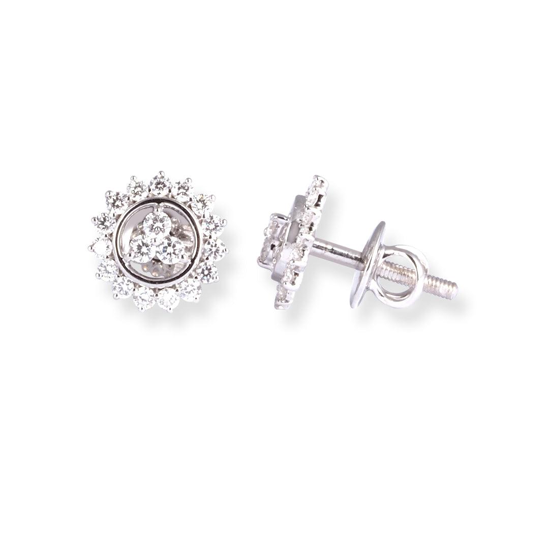 18ct White Gold Diamond Set (Pendant + Chain + Earrings) MCS7027 MCS7028 - Minar Jewellers
