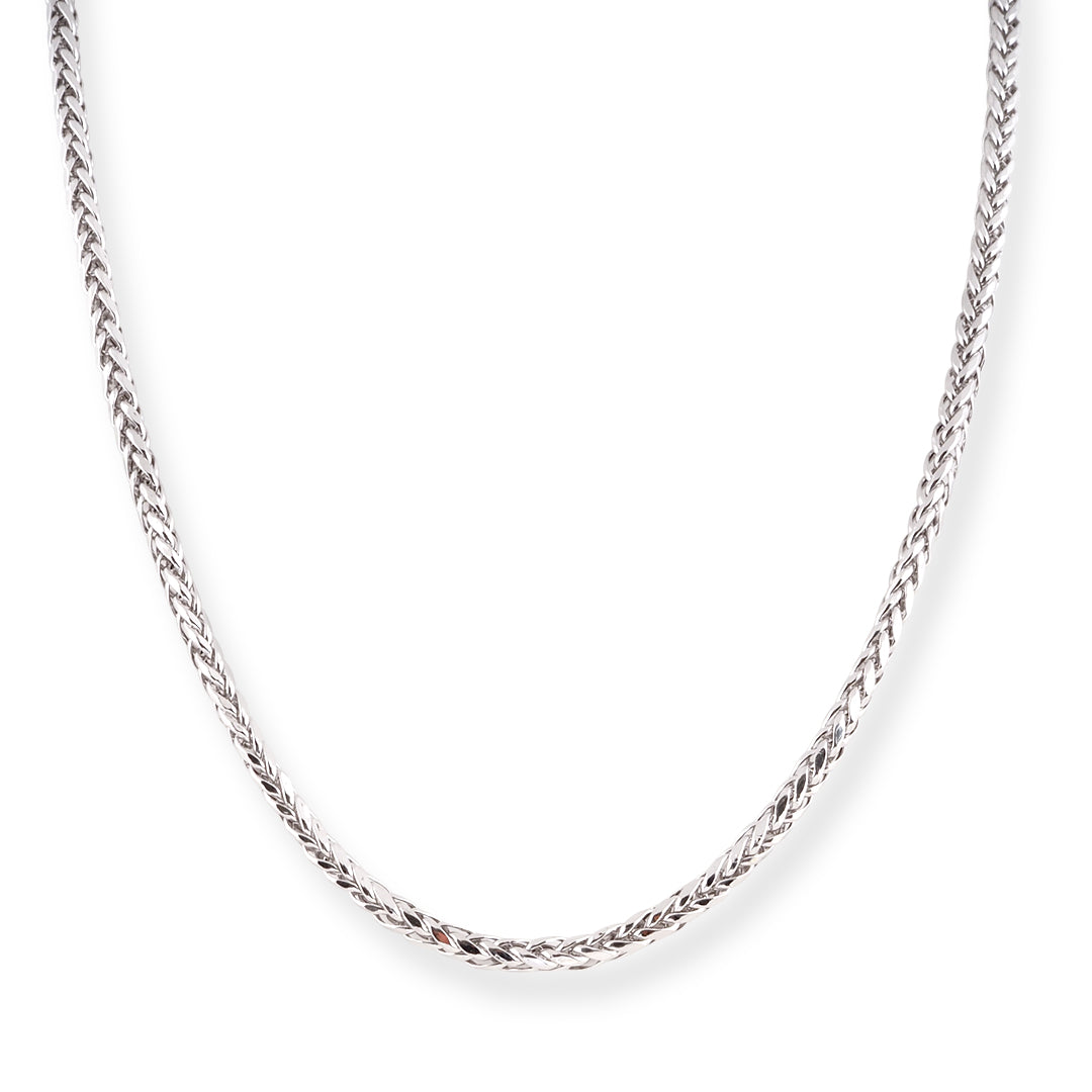 18ct White Gold Round Foxtail Chain with Lobster Clasp Timeless Eleg
