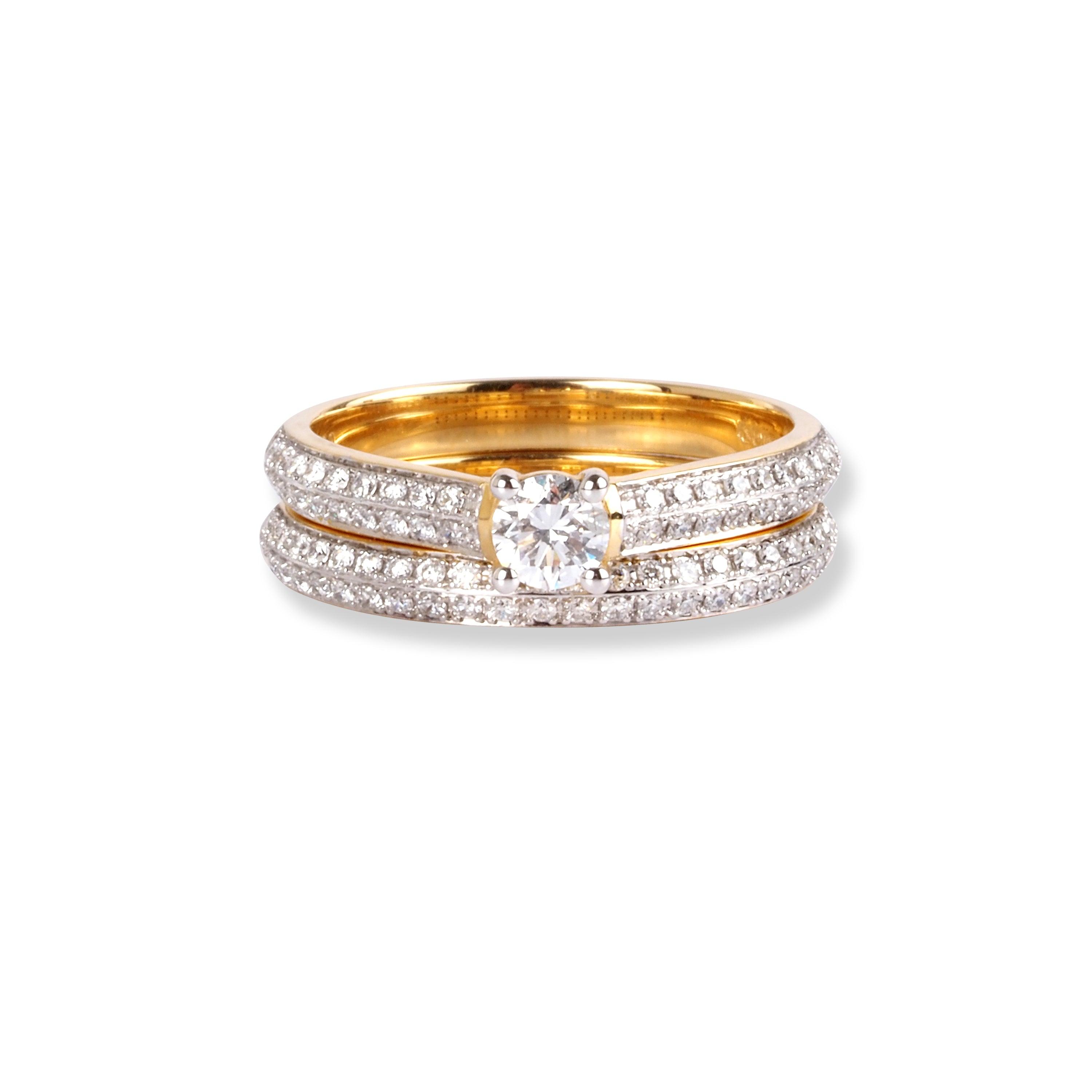 18ct Yellow Gold Diamond Engagement Ring and Wedding Band Set LR-6650 - Minar Jewellers