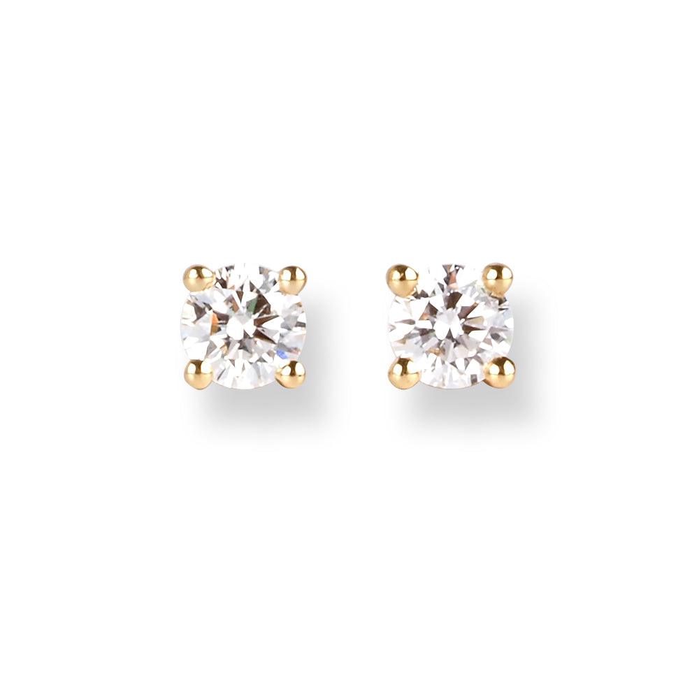 18ct Yellow Gold Solitaire Diamond Earrings E-7950 - Minar Jewellers