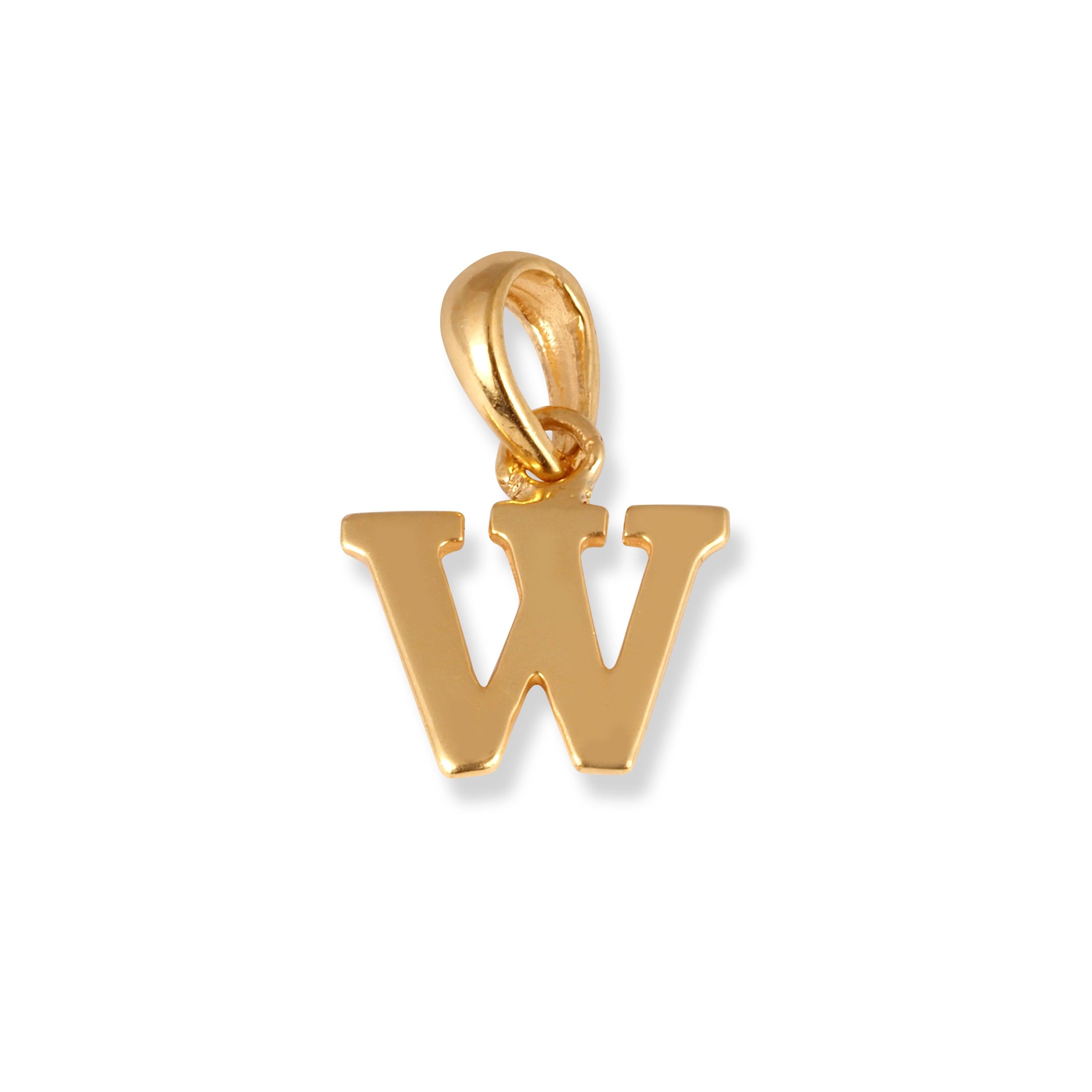22ct Gold 'W' Initial Pendant P-7037-W - Minar Jewellers