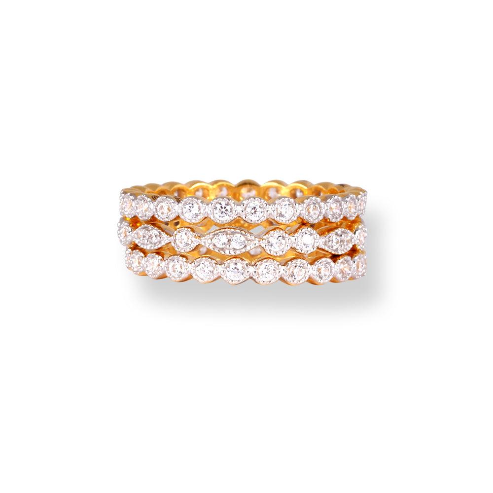 22ct Gold Set of Stacking Eternity Rings with Swarovski Zirconia Sto