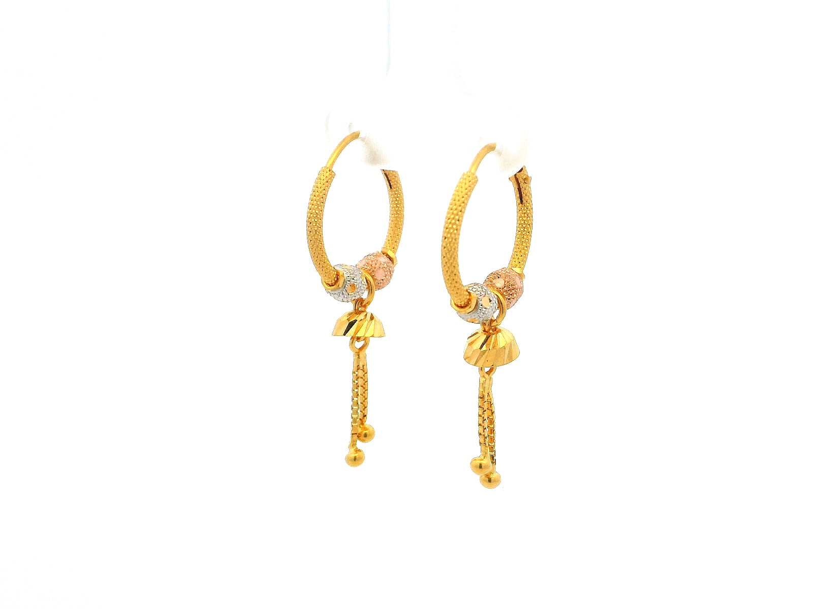 22ct Gold Hoop Earrings Diamond Cut Brilliance - Main Image