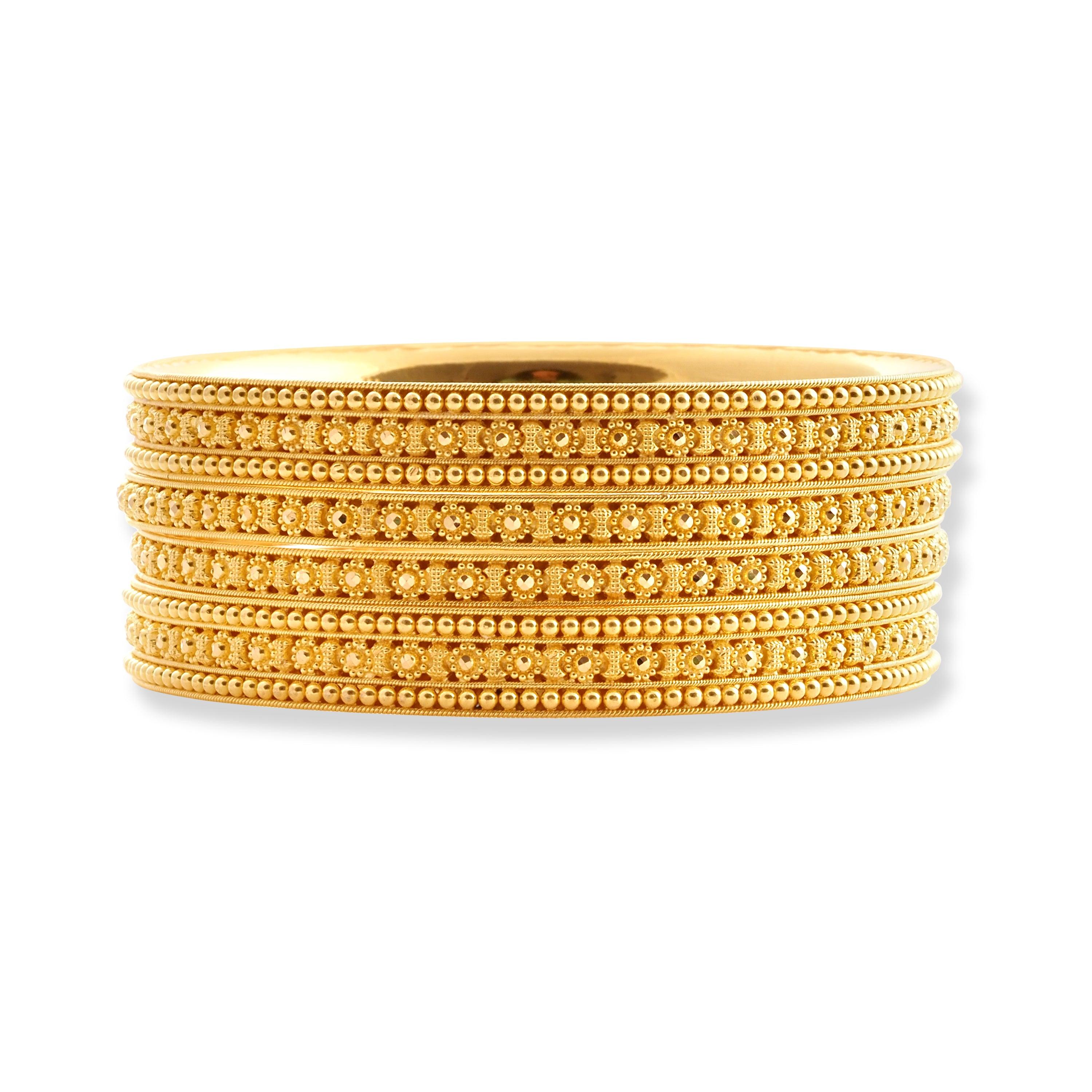 Set of 22ct Gold Bangles: Flower Filigree Design Timeless Beauty