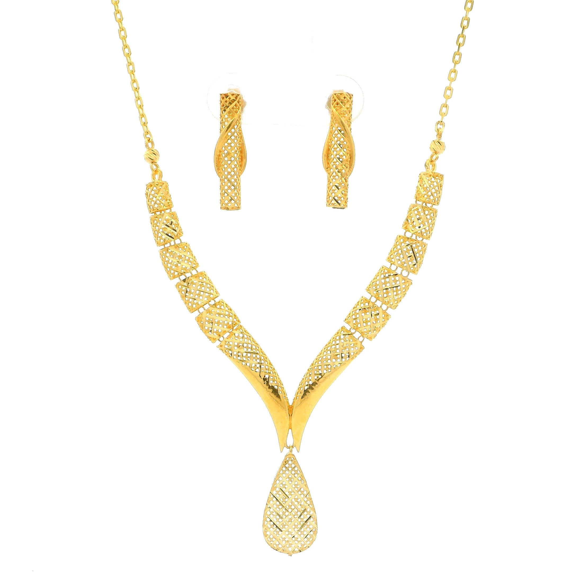 22k Gold Pendant Designer Necklace And Earring Sets Luxury 22ct