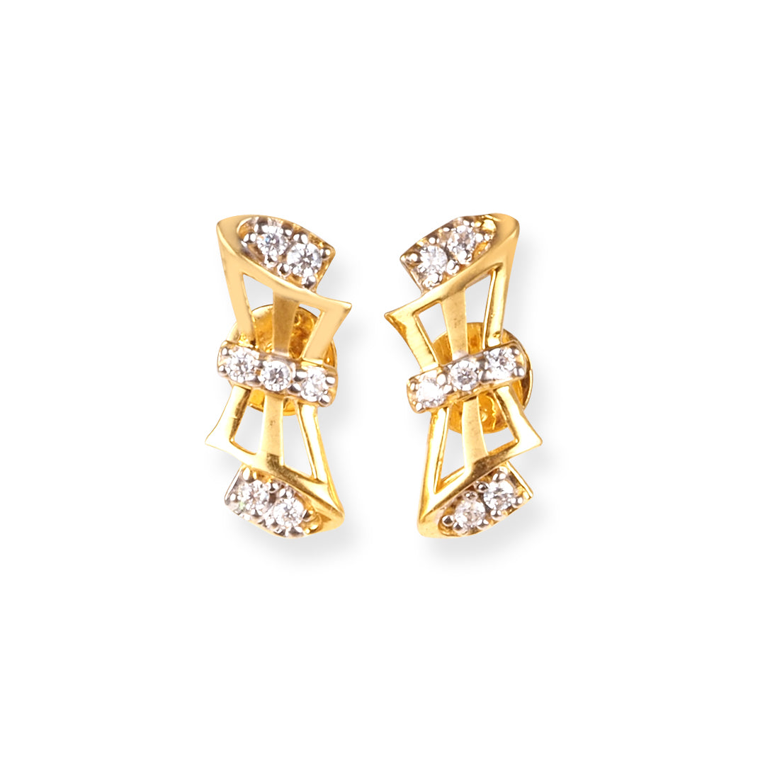 22ct Yellow Gold Earrings with Cubic Zirconia Stones Elegant Jewelle