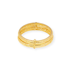 Pair of 22ct Bangles With Hinge & Openable Screw Fitting B-8110 - Minar Jewellers