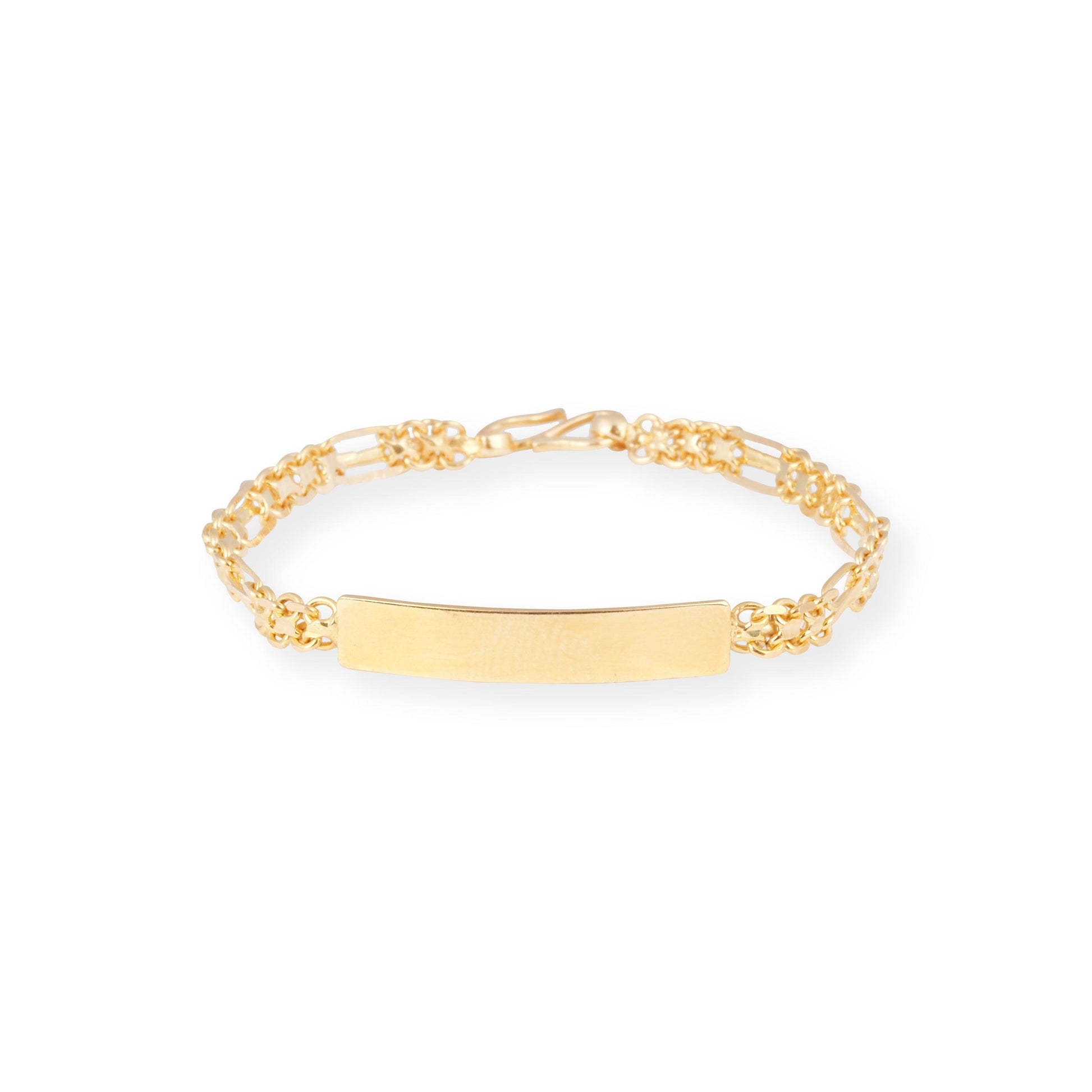 22ct Gold Child Bracelet with Engravable Plate & '' S '' Clasp CBR-8471 - Minar Jewellers