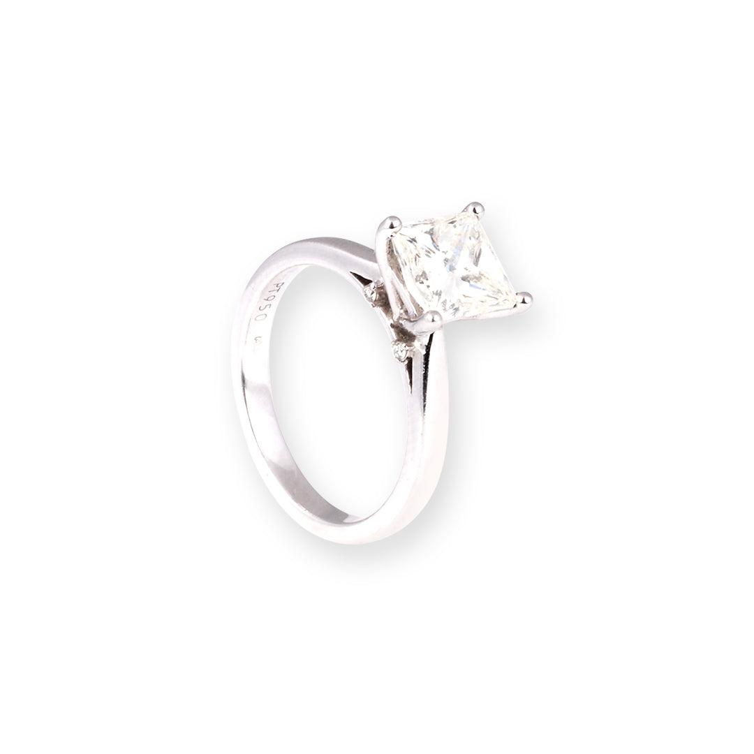 Platinum Diamond Princess Cut Engagement Ring LR-2140 - Minar Jewellers