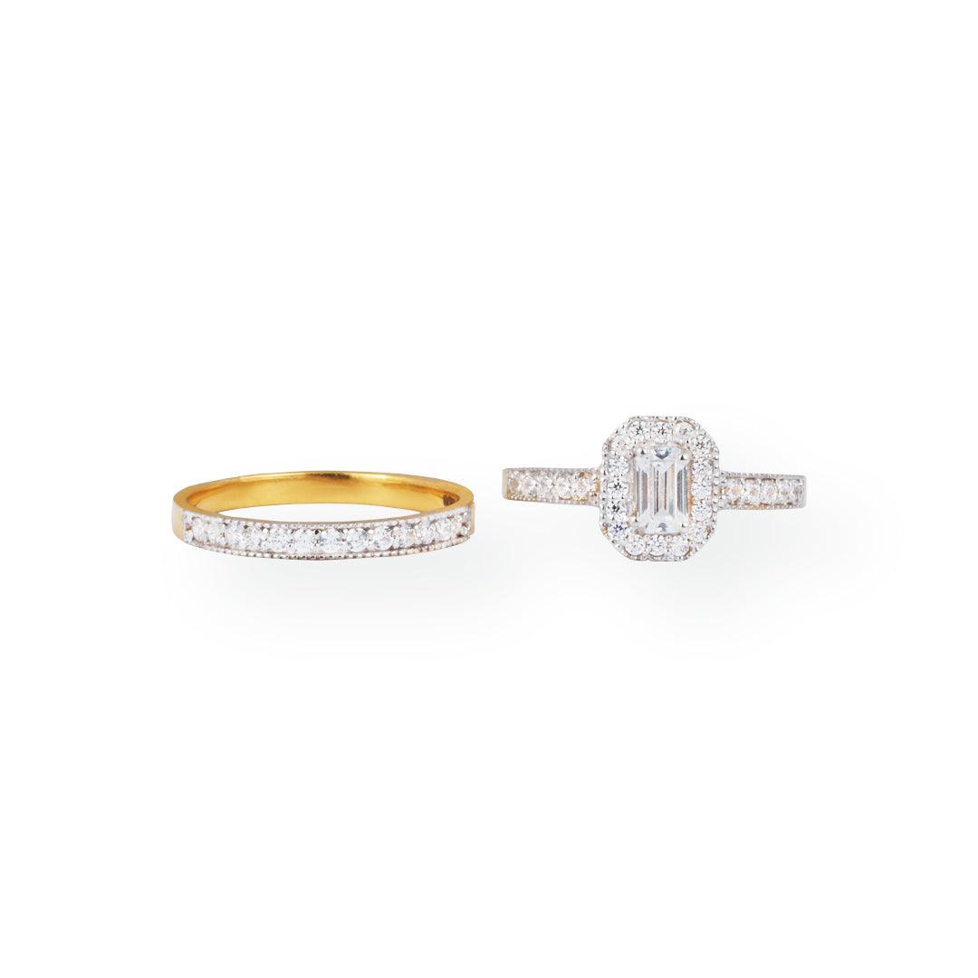 22ct Gold Engagement Ring and Wedding Band Set with Swarovski Zirconia Stones LR-8651