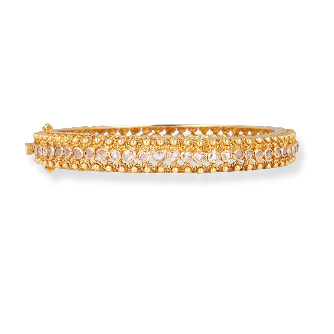 18ct Yellow Gold Openable Champagne Diamond Bangle -8608 - Minar Jewellers