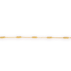 22ct Gold Box Chain Bracelet with Triple Diamond Cut Gold Beads and Hook Clasp (3.2g) LBR-8475b - Minar Jewellers