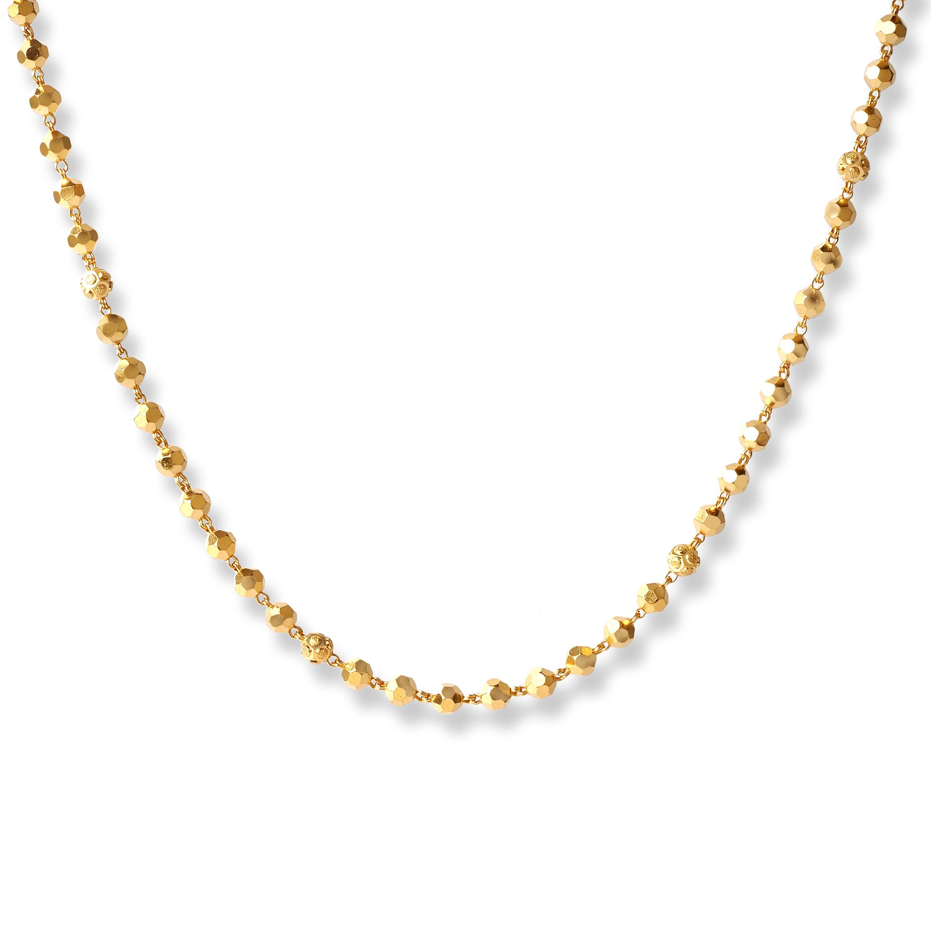 22ct Gold Long Beaded Mala Chain Timeless Gold Beaded Necklace