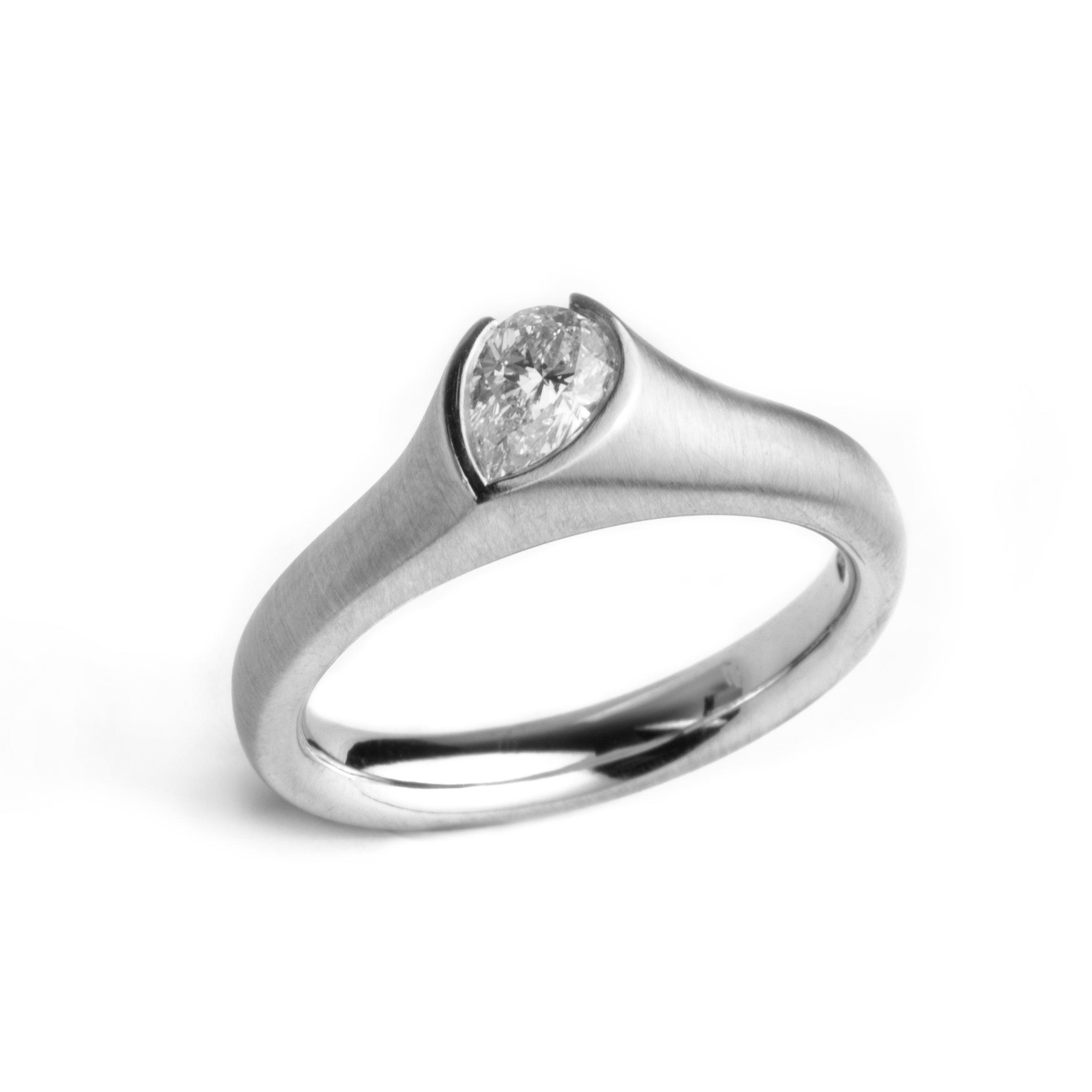 Platinum Pear Shaped Diamond Designer Ring LR-2195 PS188 - Minar Jewellers