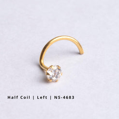 18ct Gold Nose Stud wire coil back with a Cubic Zirconia Stone (2mm - 4.5mm) - Minar Jewellers