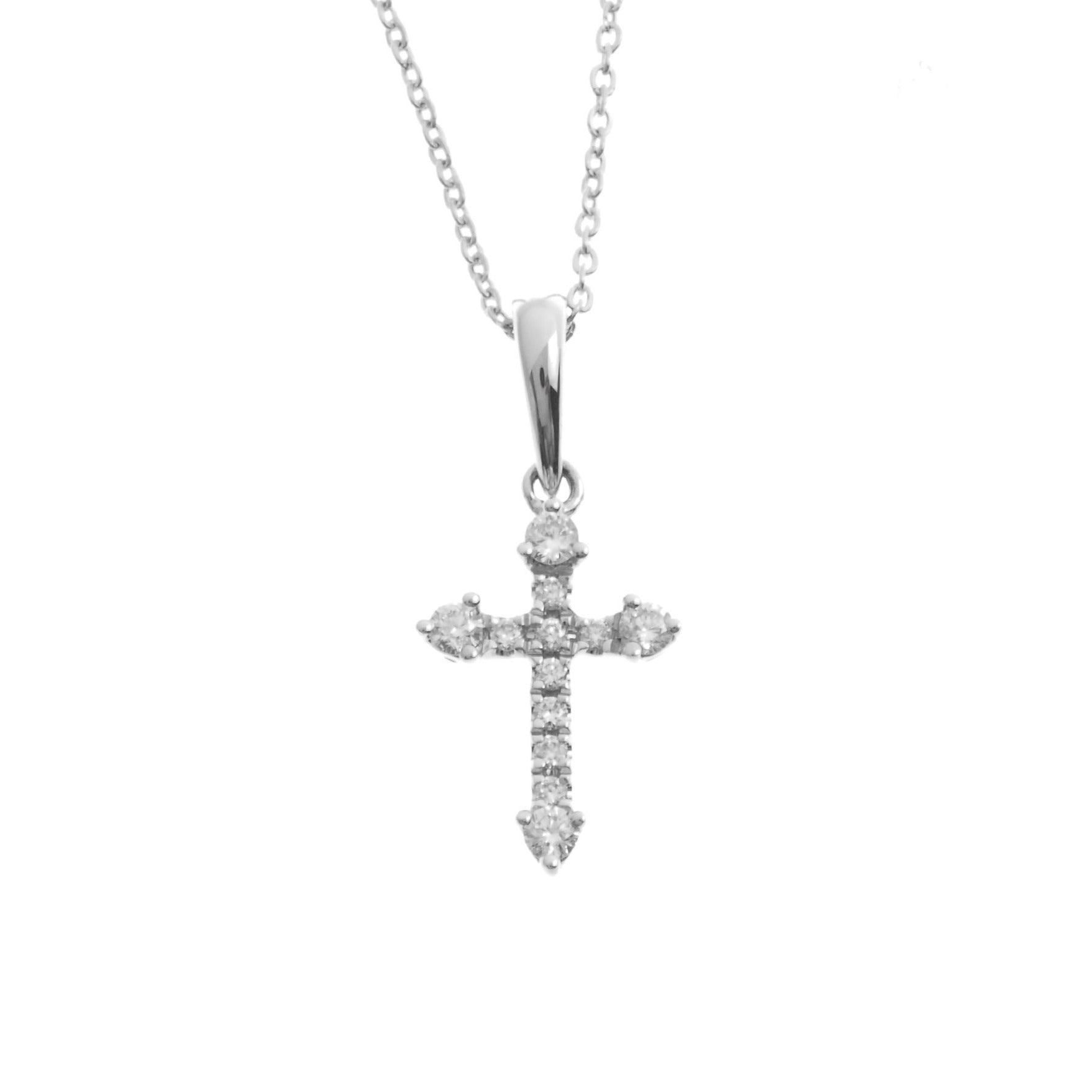 18ct White Gold Diamond Cross Pendant1