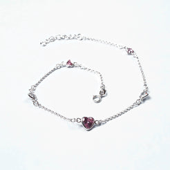 Sterling Silver Heart Anklet SA0009 - Minar Jewellers