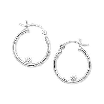 Sterling Silver Cubic Zirconia 20mm Hoop Earrings