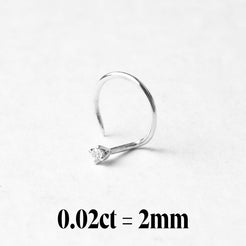 18ct Gold Diamond Wire Coil Back Nose Stud (0.01ct - 0.09ct) - Minar Jewellers