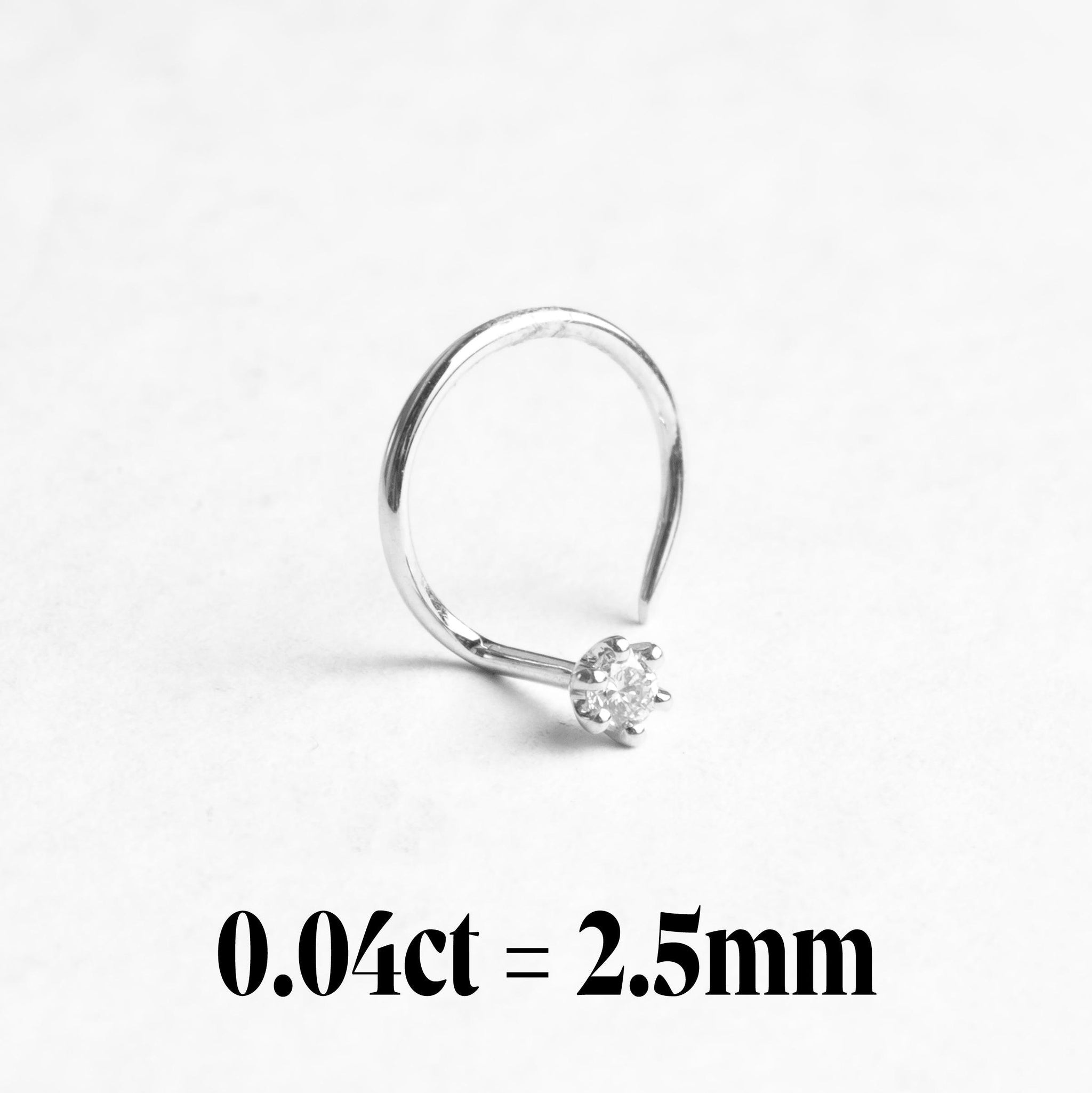 18ct Gold Diamond Wire Coil Back Nose Stud (0.01ct - 0.09ct)