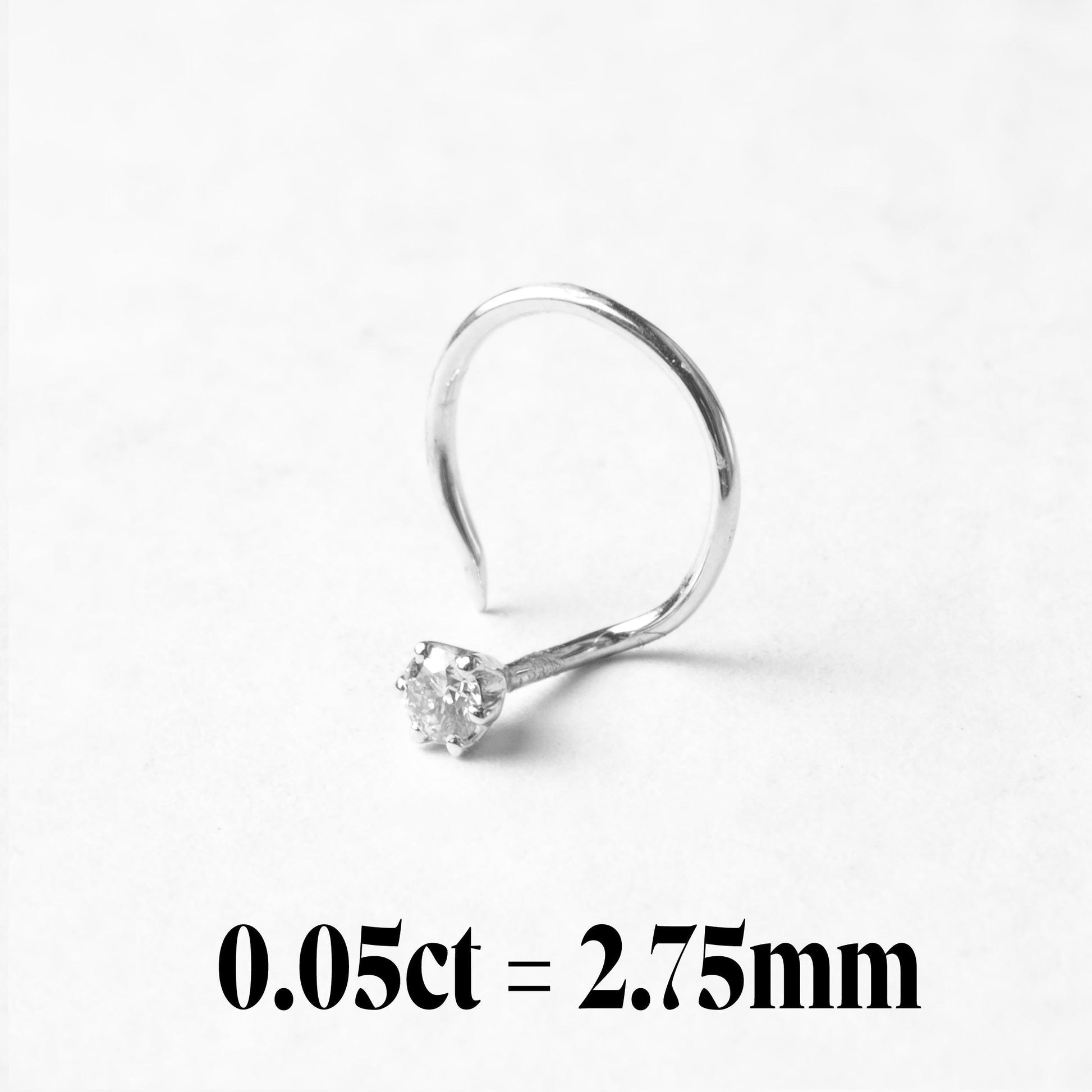 18ct Gold Diamond Wire Coil Back Nose Stud (0.01ct - 0.09ct) - Minar Jewellers