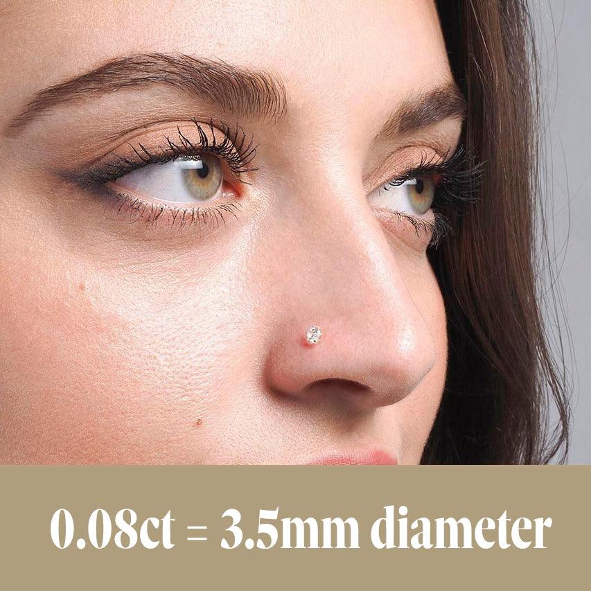 18ct Gold Diamond L Shaped Back Nose Stud (0.01ct - 0.09ct) - Minar Jewellers