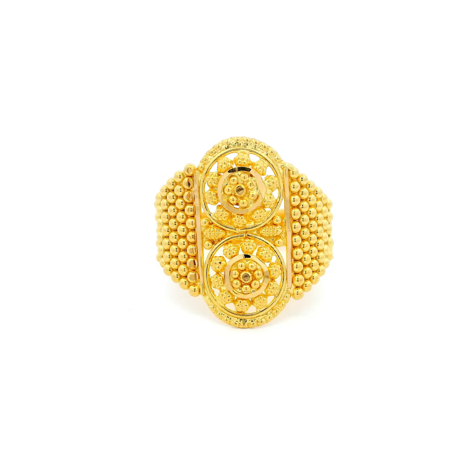 22ct Yellow Gold Ladies Ring with Exquisite Filigree Work Design Siz