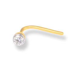 18ct Gold Diamond L-shaped Back Nose Stud with Bezel (Rub Over) Setting MCS2510 MCS2511 MCS2512 - Minar Jewellers
