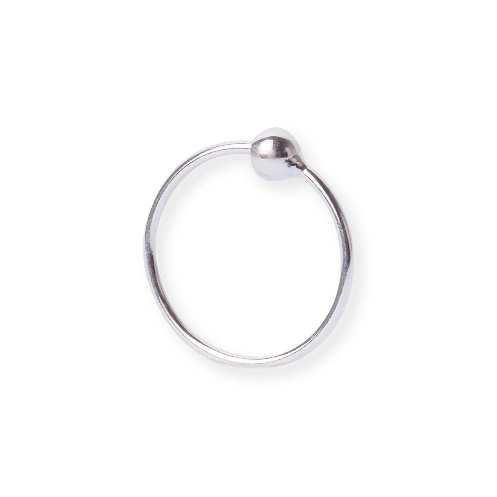 18ct Gold Rhodium Plated Nose Ring with Plain Finish and Ball Closure NR-7578R - Minar Jewellers