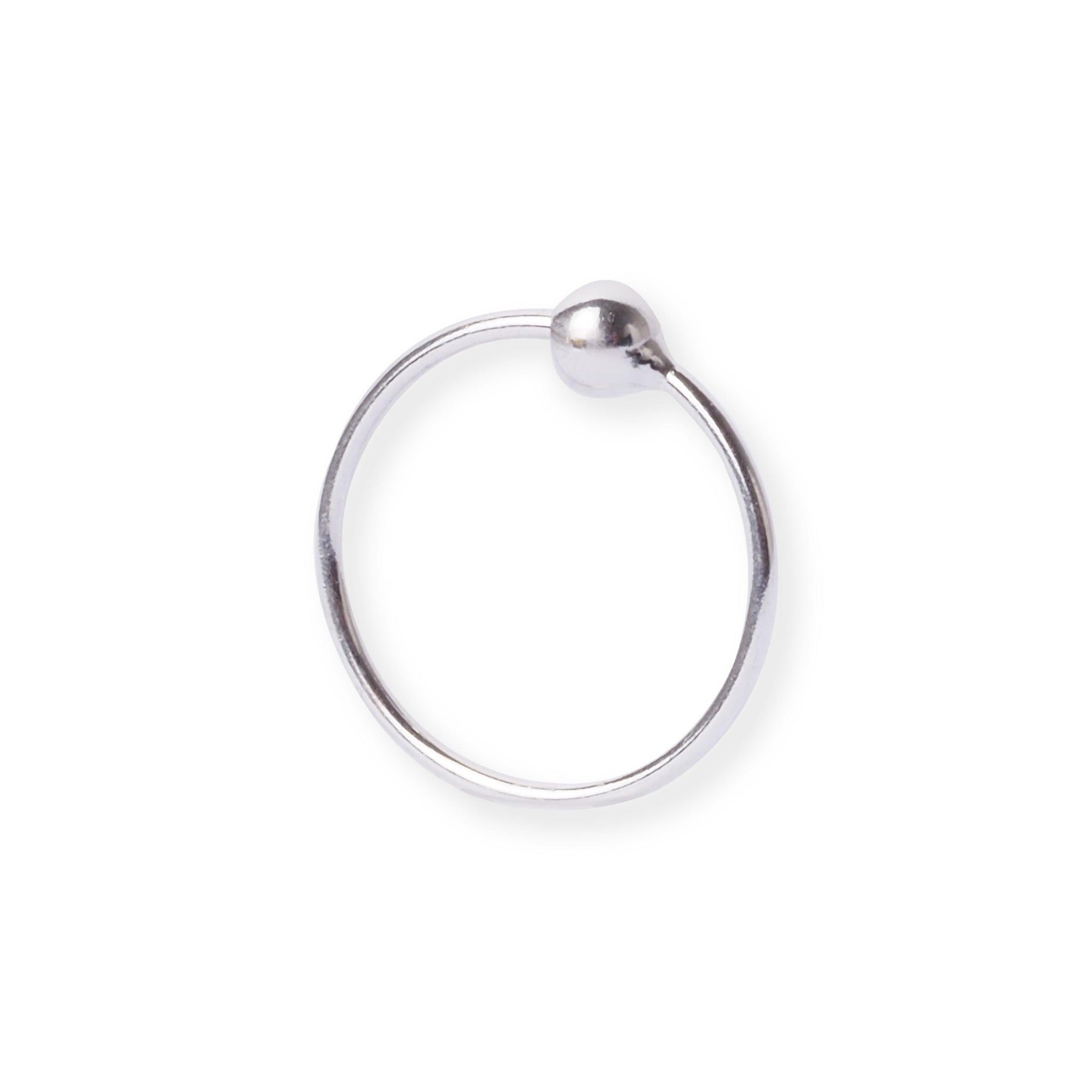 18ct Gold Rhodium Plated Nose Ring with Plain Finish and Ball Closure NR-7578R