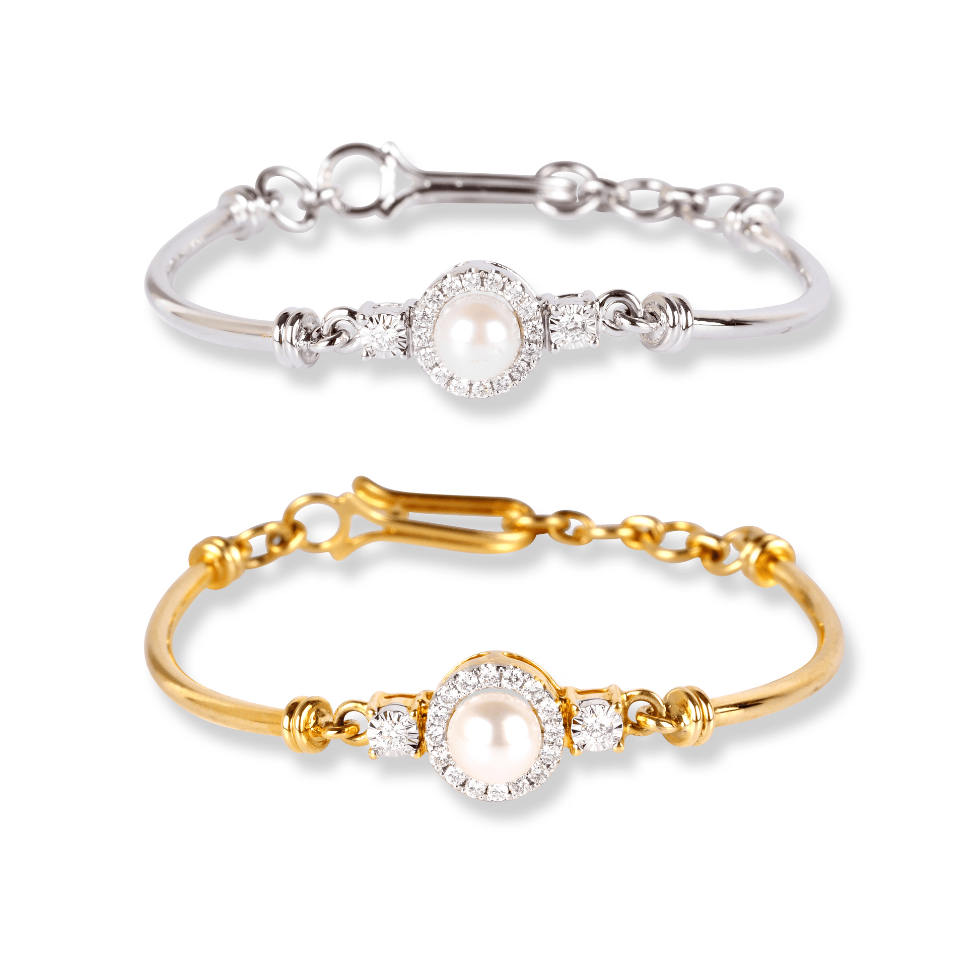 18ct Gold Diamond & Cultured Pearl Children's Bracelet MCS3613/MCS3671 - Minar Jewellers