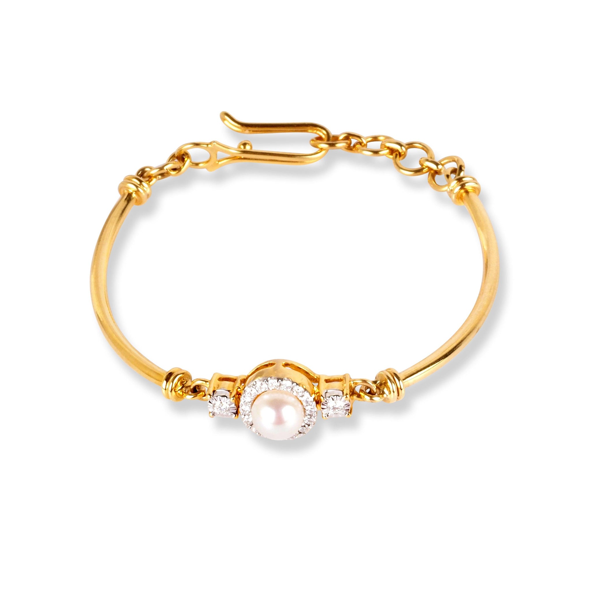 18ct Gold Diamond & Cultured Pearl Children's Bracelet MCS3613/MCS3671