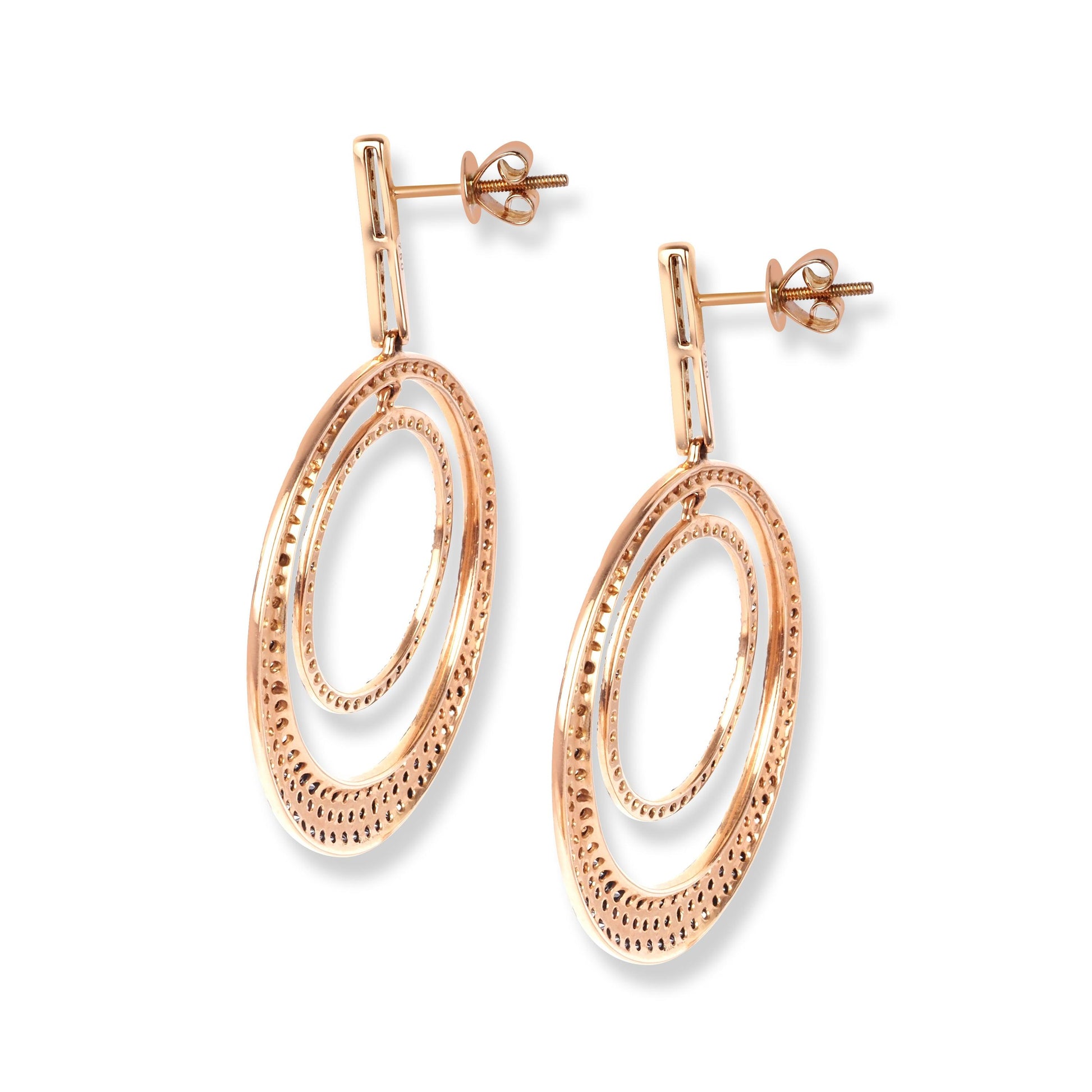 18ct Rose Gold Black, Brown & White Diamond Earrings HF04877EC-RBDB - Minar Jewellers