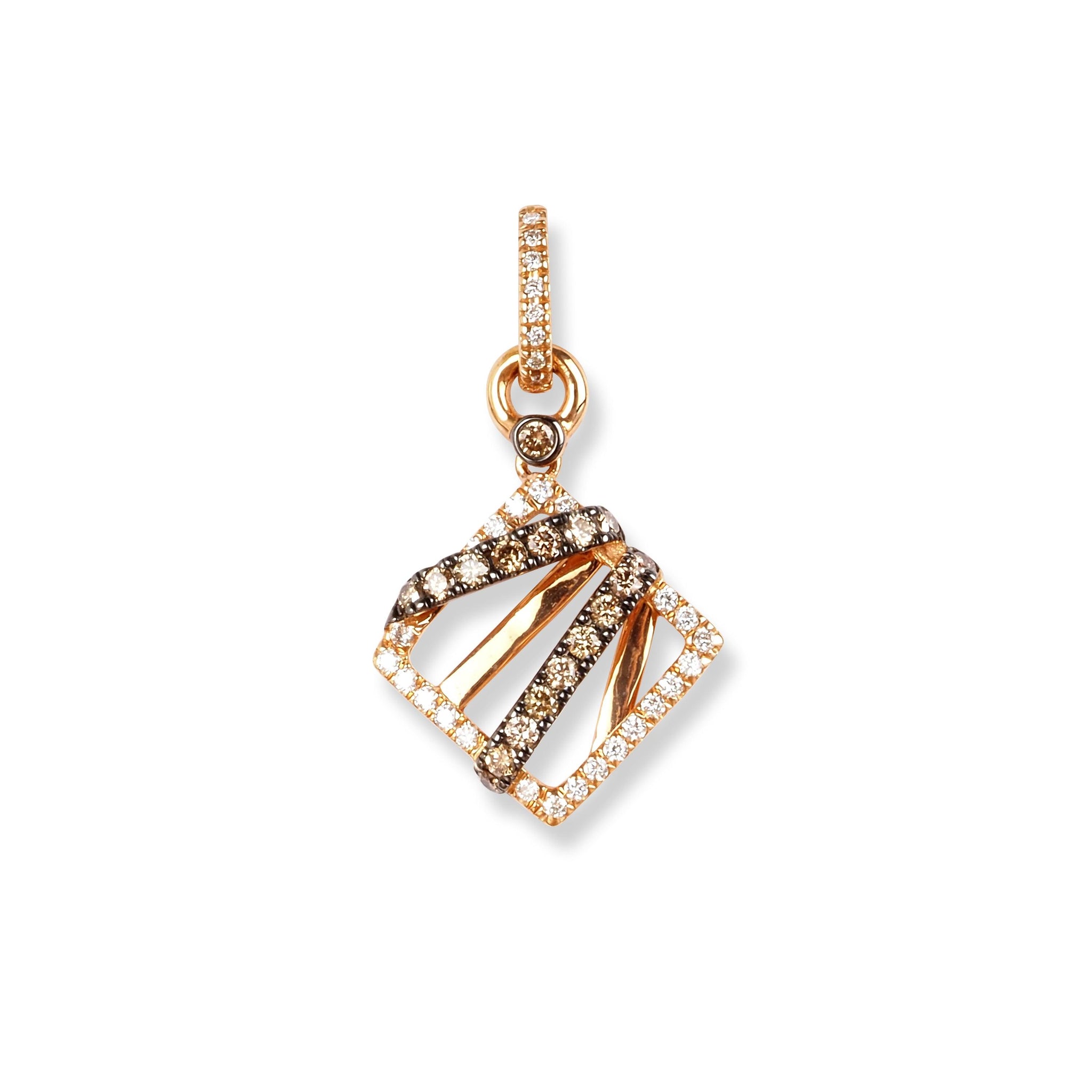 18ct Rose Gold Brown & White Diamond Pendant HF05031P1-R-BR