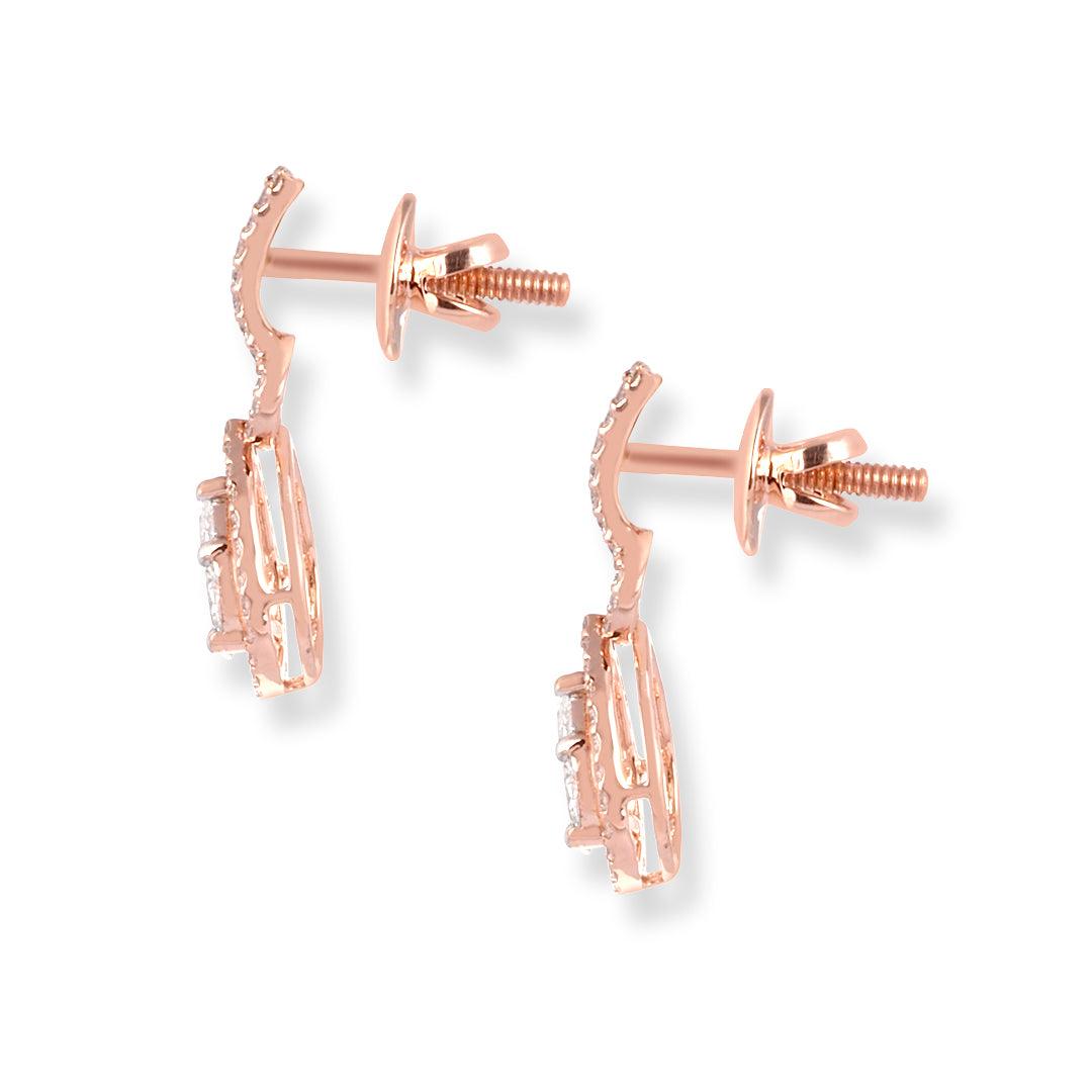 18ct Rose Gold Diamond Set (Pendant + Chain + Earrings) MCS7056 MCS7057 - Minar Jewellers