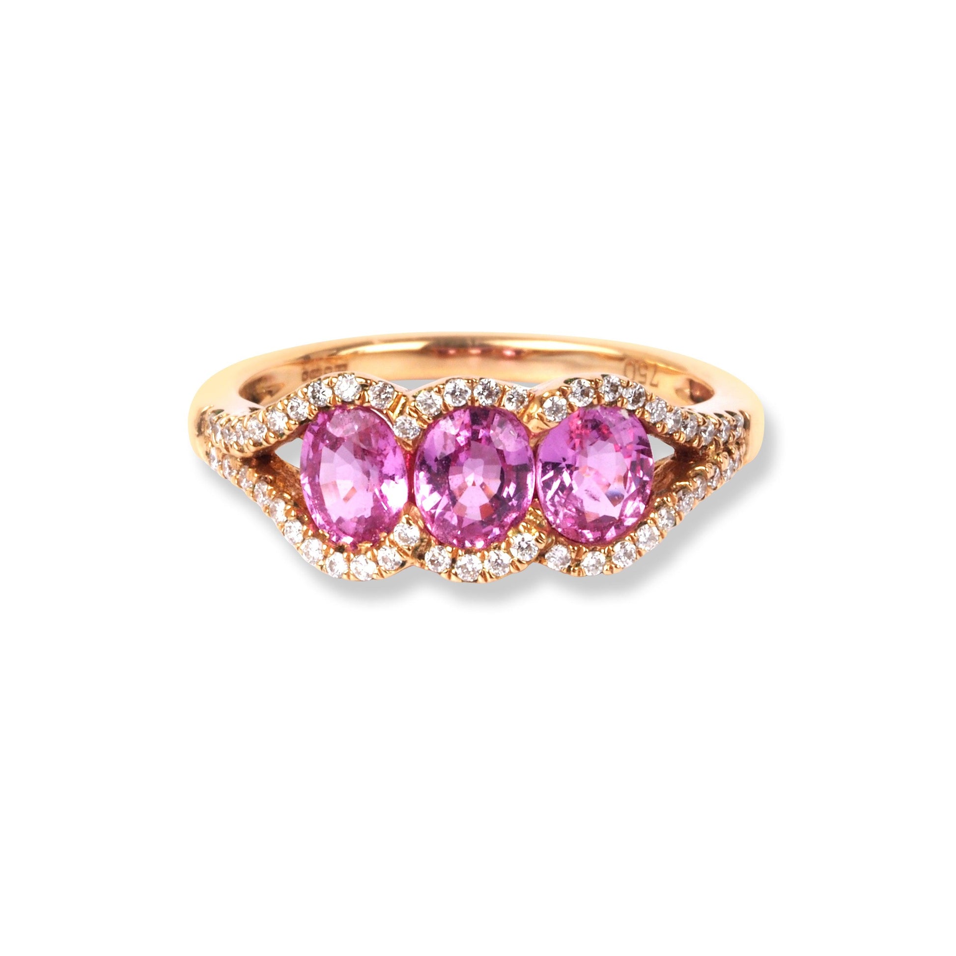 18ct Rose Gold Diamond & Pink Sapphire Ring ZHF02916R - Minar Jewellers