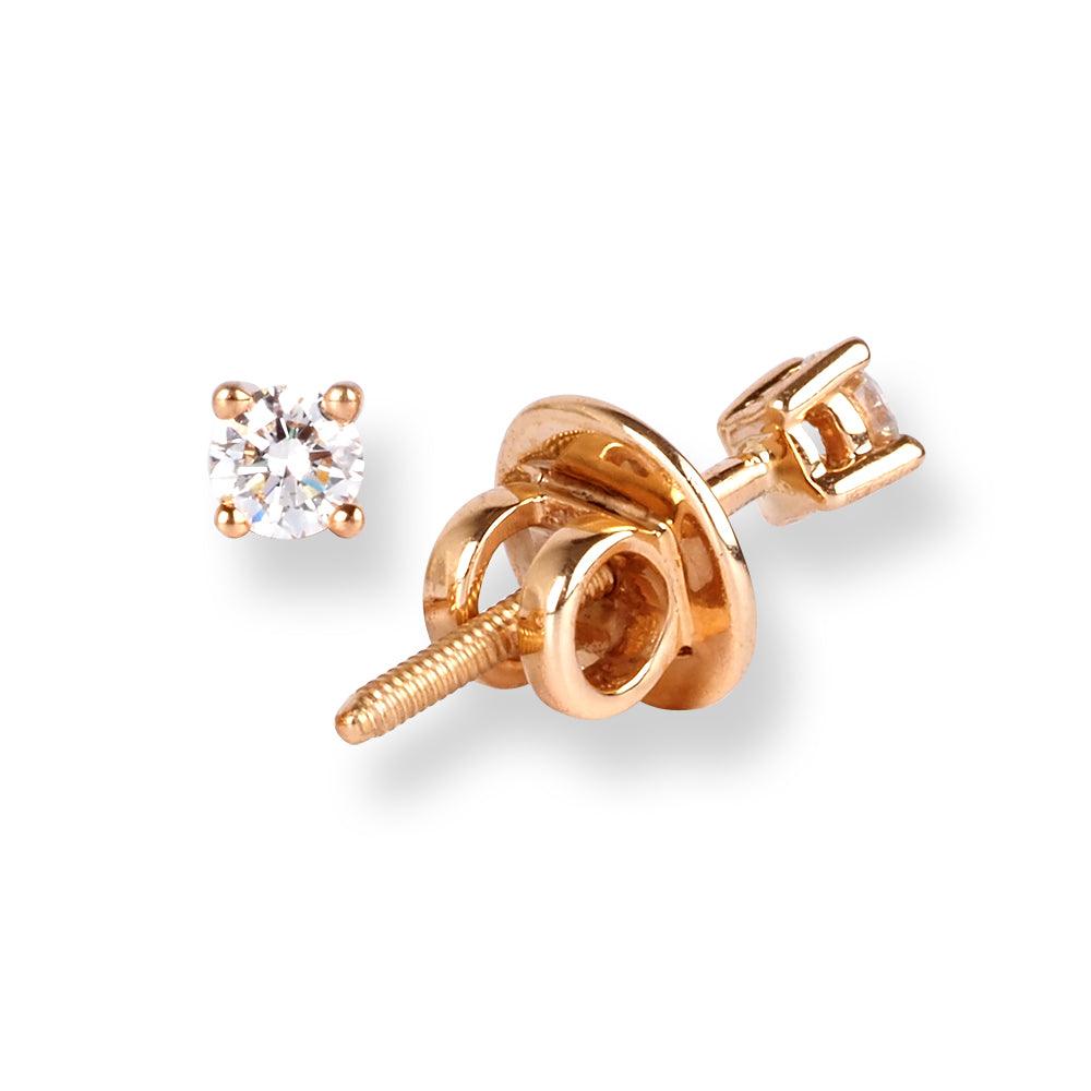 18ct Rose Gold Solitaire Diamond Earrings E-7951 - Minar Jewellers
