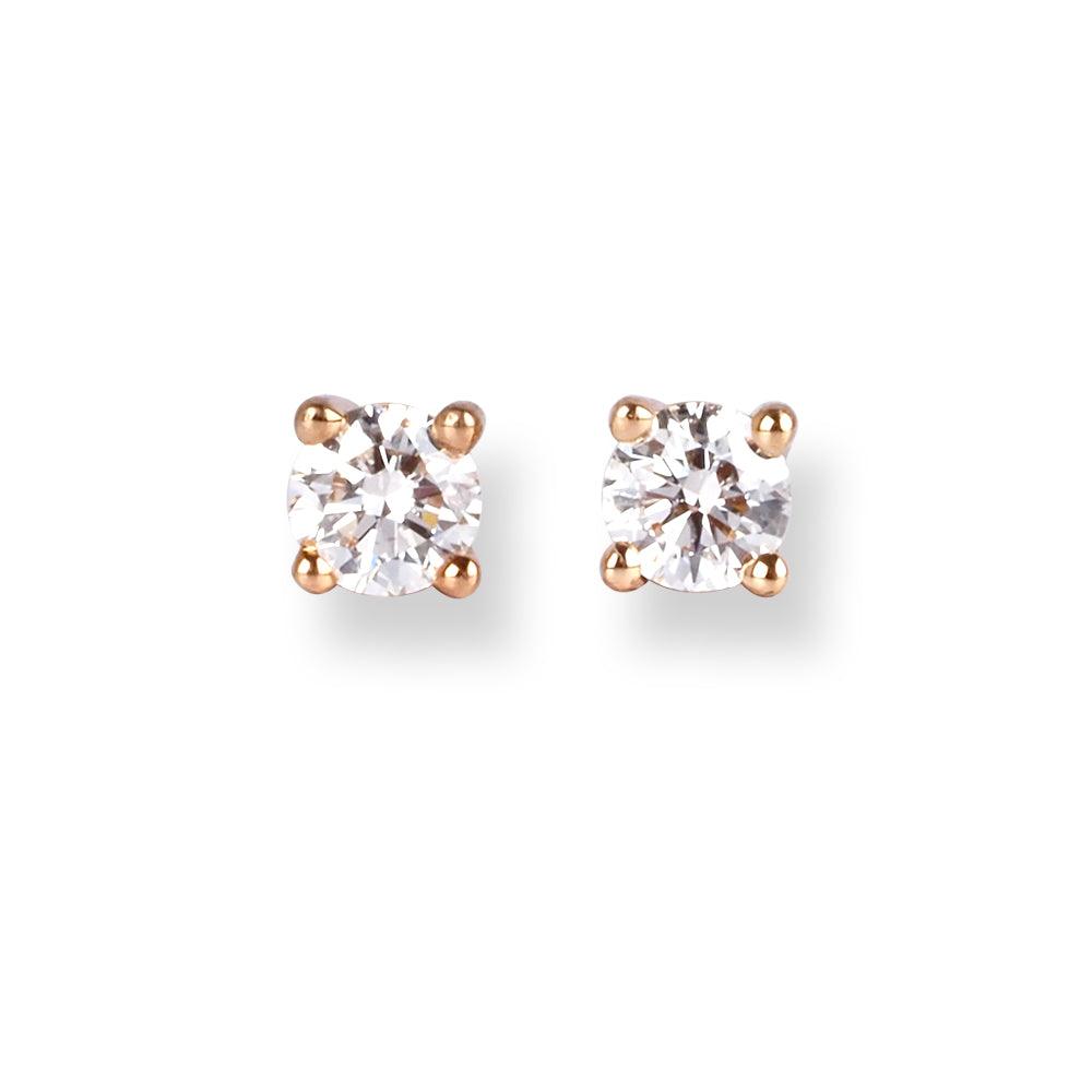 18ct Rose Gold Solitaire Diamond Earrings E-7951 - Minar Jewellers
