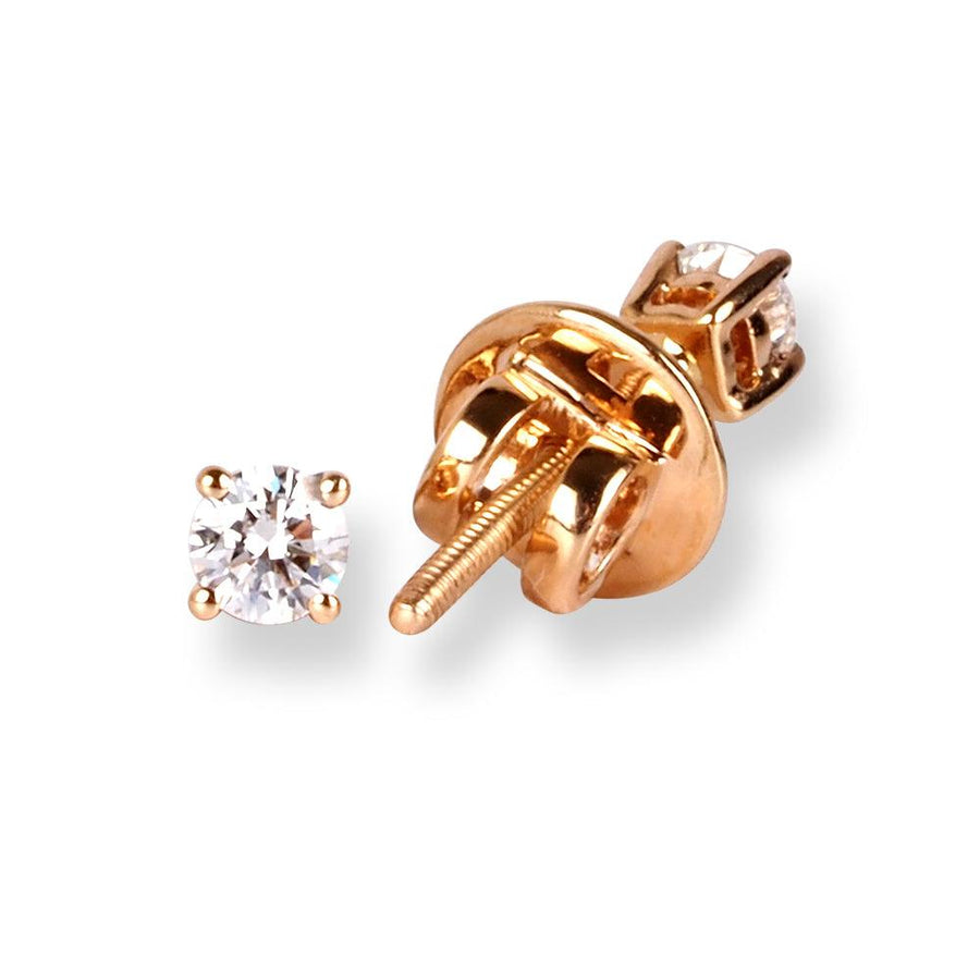 18ct Rose Gold Solitaire Diamond Earrings E-7952