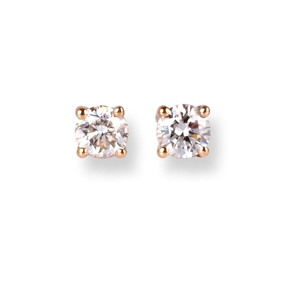 18ct Rose Gold Solitaire Diamond Earrings E-7952 - Minar Jewellers