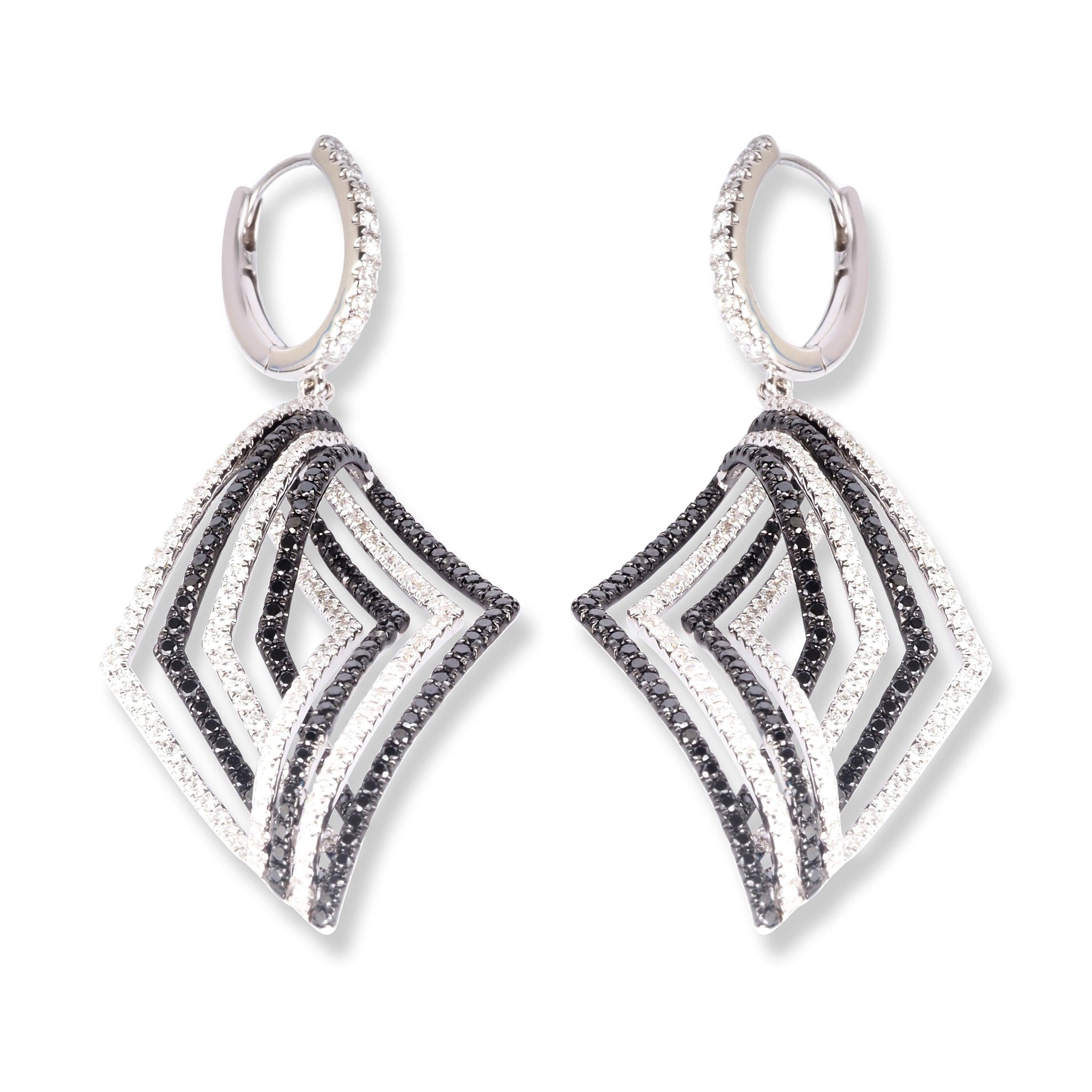 18ct White Gold Black & White Diamond Drop Earrings E0267WC-DB