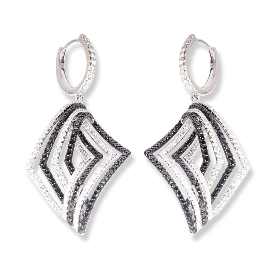 18ct White Gold Black & White Diamond Drop Earrings E0267WC-DB