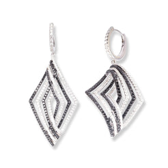 18ct White Gold Black & White Diamond Drop Earrings E0267WC-DB - Minar Jewellers