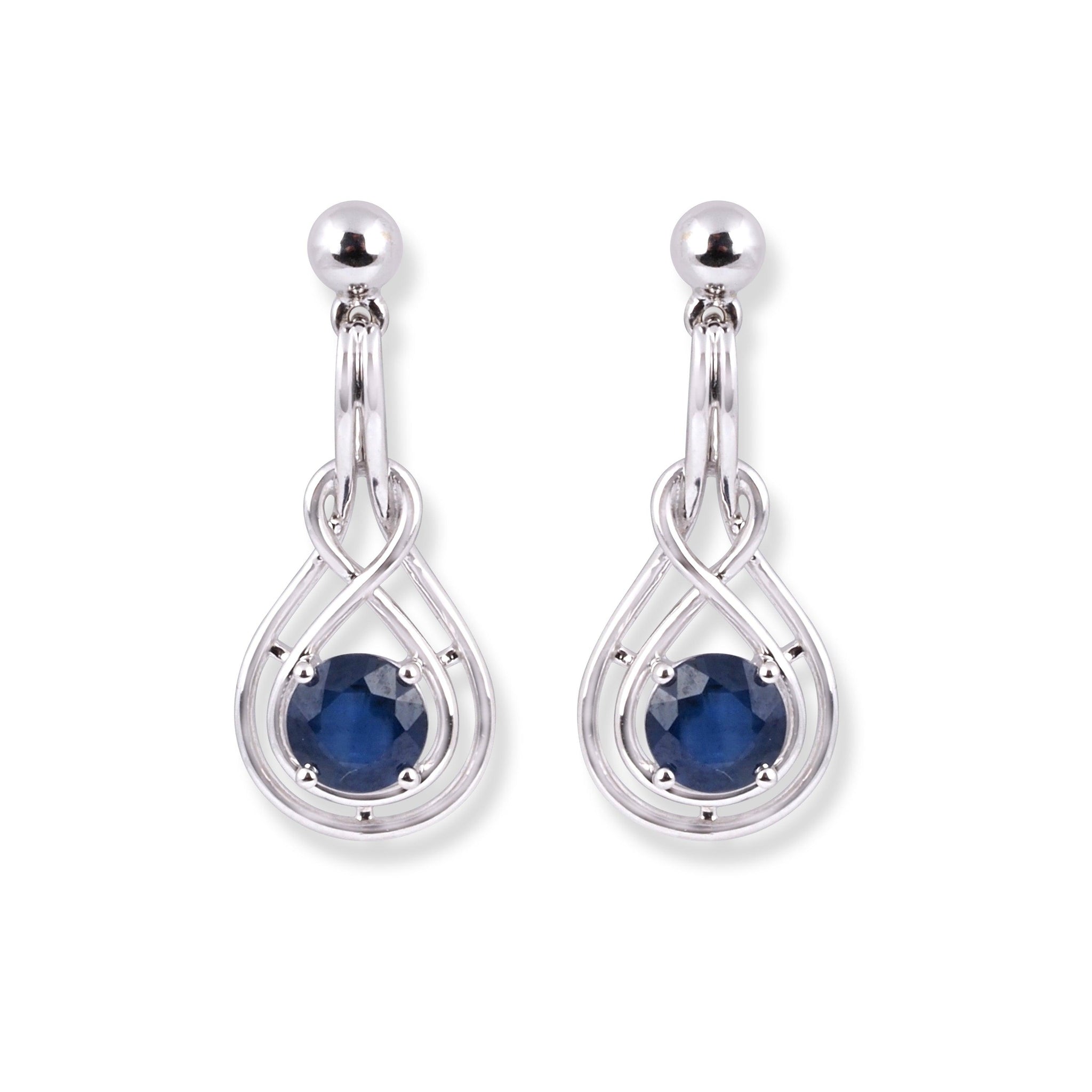 18ct White Gold Blue Sapphire Drop Earrings MCS5516