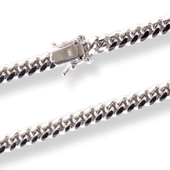 18ct White gold Cuban Link Chain with Open Box Clasp C-3898 - Minar Jewellers