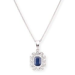 18ct White Gold Diamond and Blue Sapphire Set (Pendant + Chain + Earrings) MCS6861/2 - Minar Jewellers